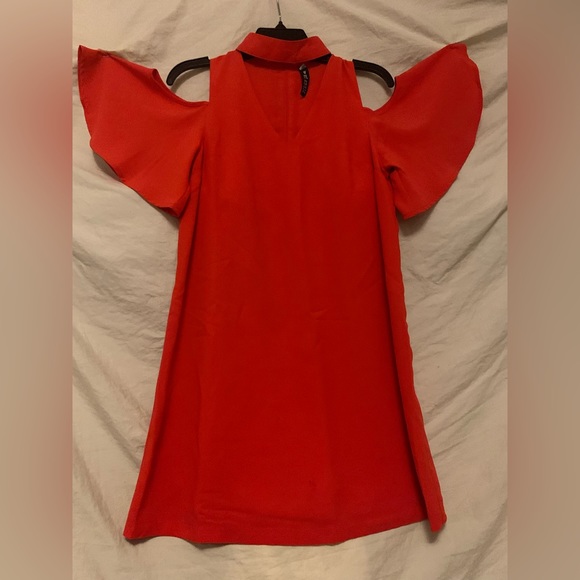 ✨⚡️💥Design Lab clove Women's Woven Cold shoulder swing dress with key hole - Picture 9 of 12